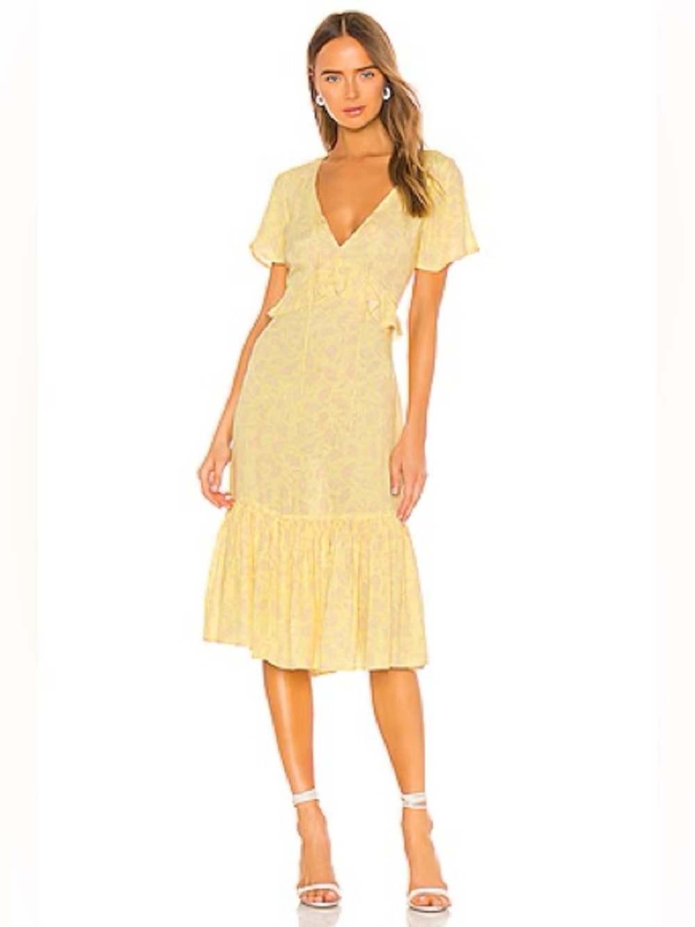 AMUSE SOCIETY Scarlett Short Sleeve Midi Dress in Pina